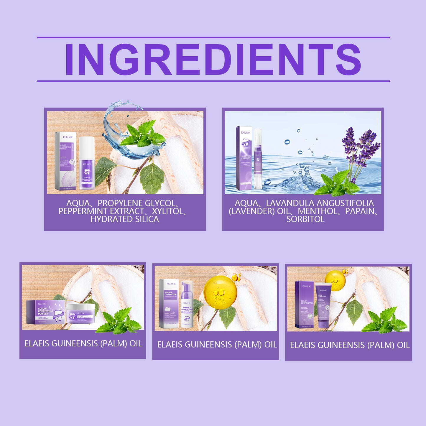 Hebeluxe Purple Toned Teeth Set Clean Teeth Breath Care Mouth Clean Mouth Care