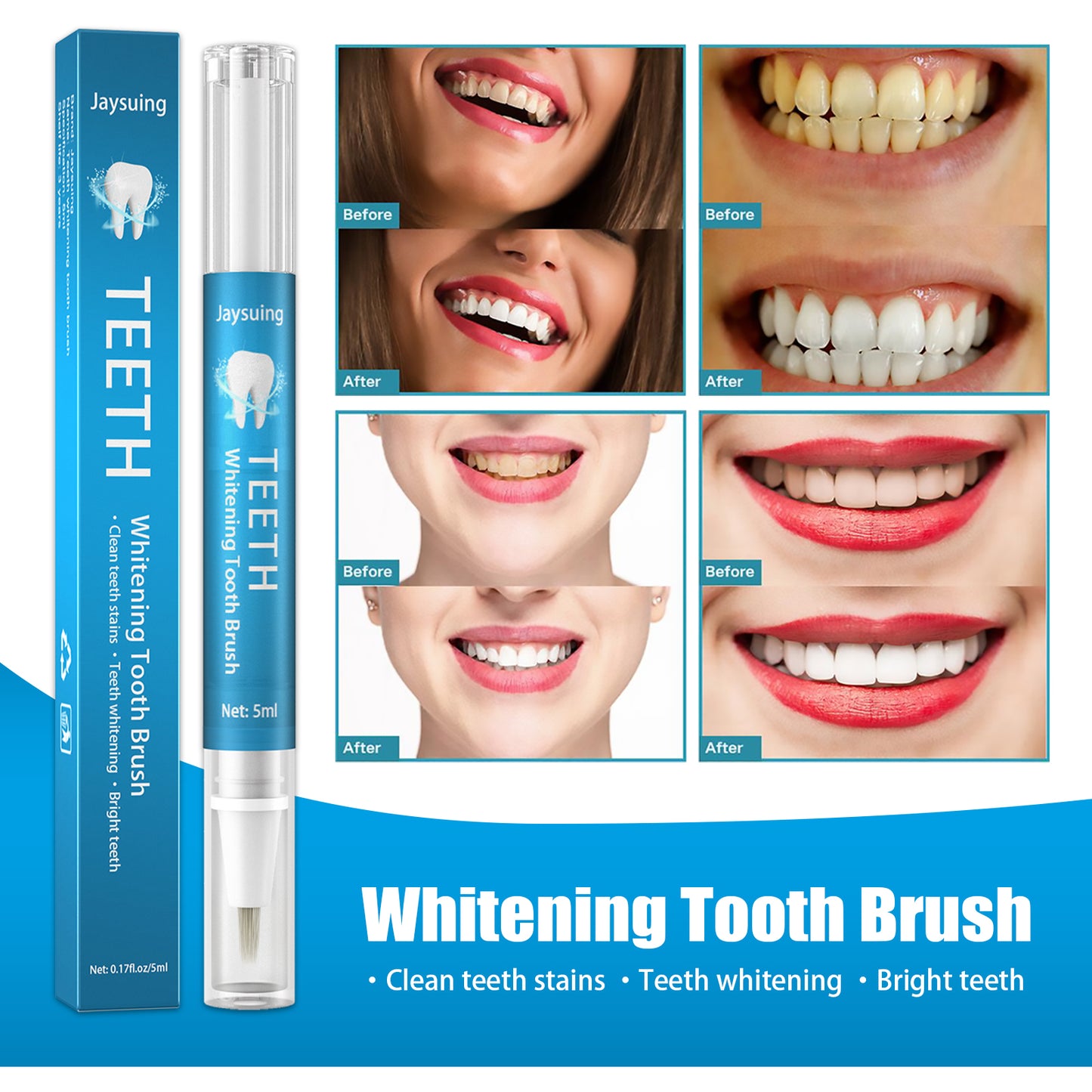 Hebeluxe Teeth Whitening Pen Clean Beauty Brightening Gel Oral Cleaning Yellow Teeth Tea Stained Teeth Tobacco Plaque Cleaner
